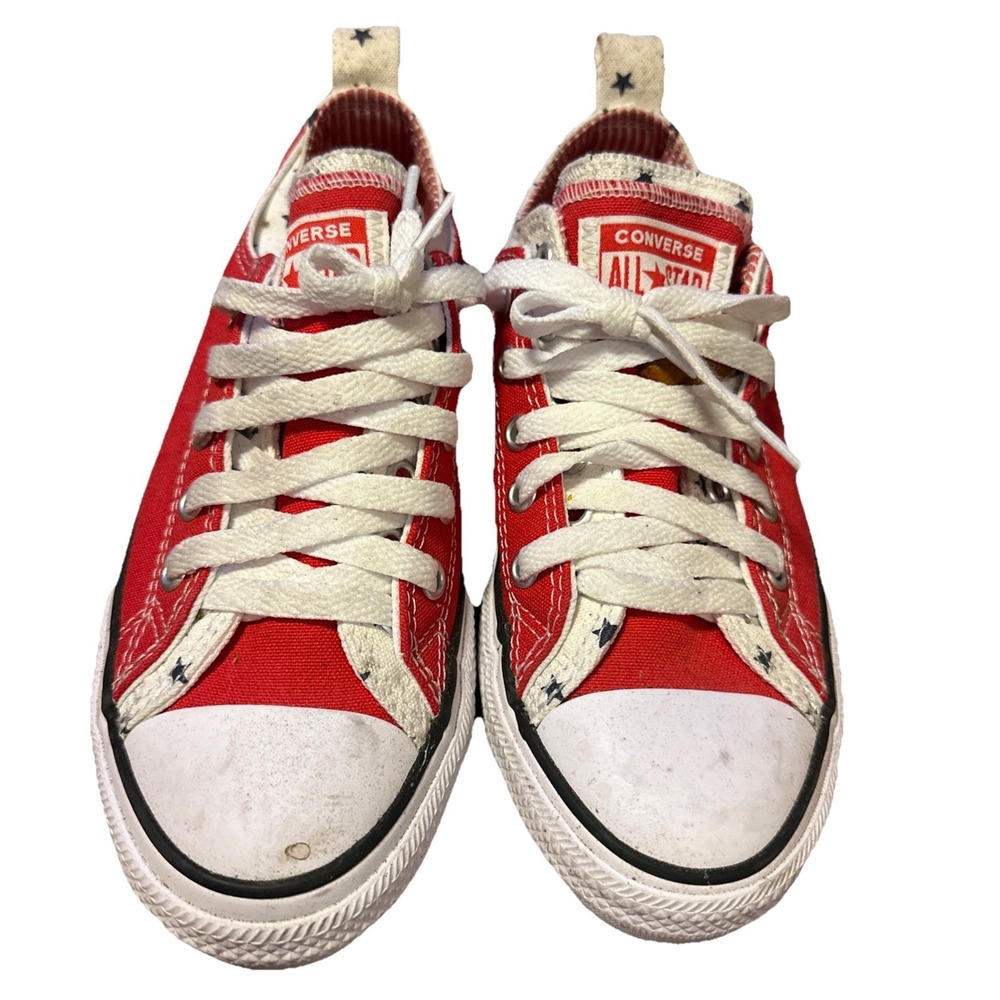 Converse All Star Youth Shoes Size 3 Red‎ With Blue Stars
